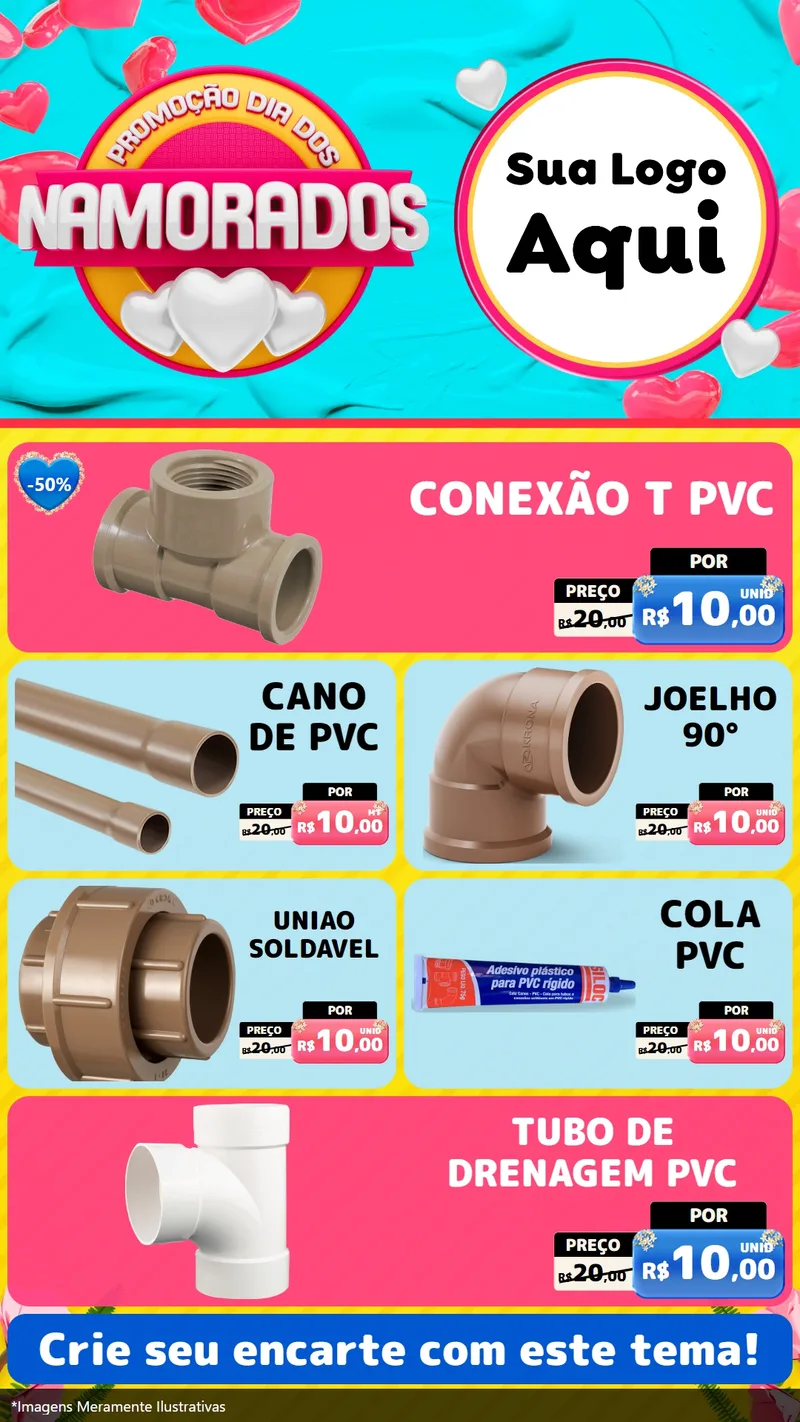Modelo de TV para TV Vertical com o tema Promoção Dia dos Namorados para Tubos e conexões