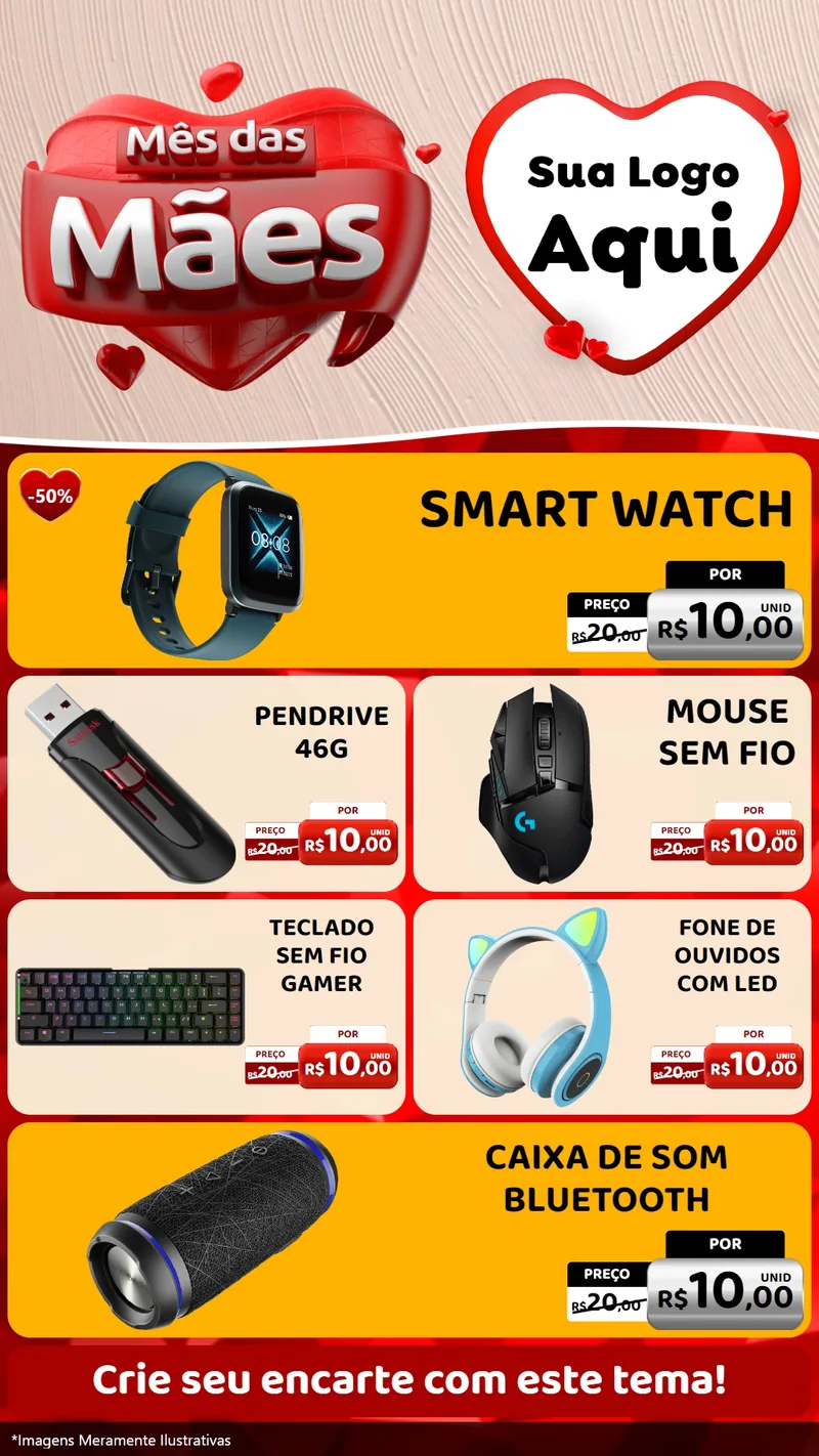 Modelo de TV para TV Vertical com o tema Mês das Mães para Informática