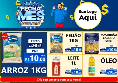 Modelo de Encarte para Encarte A4 Horizontal com o tema Operação Fecha Mês Setembro para Supermercado