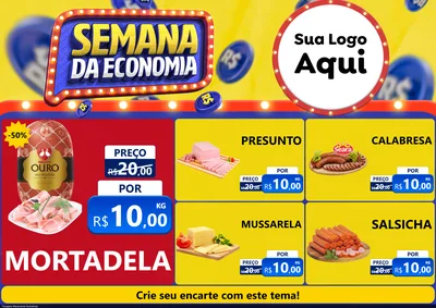 Modelo de Encarte para Encarte A4 Horizontal com o tema Semana da Economia para Frios e Laticínios