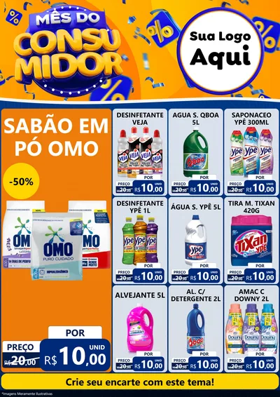 Modelo de Encarte para Encarte A4 Vertical com o tema Mês do Consumidor para Produtos de Limpeza