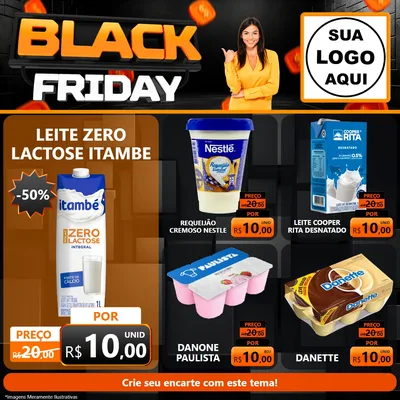 Modelo de Rede Social para Feed Facebook com o tema Black Friday para Frios e Laticínios
