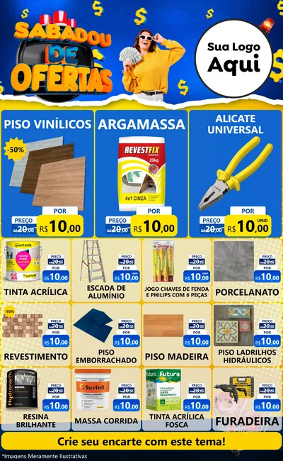 Modelo de Encarte para Encarte Grande com o tema Sabadou de Ofertas para Material para Construção