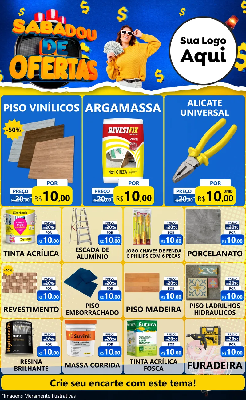 Modelo de Encarte para Encarte Grande com o tema Sabadou de Ofertas para Material para Construção