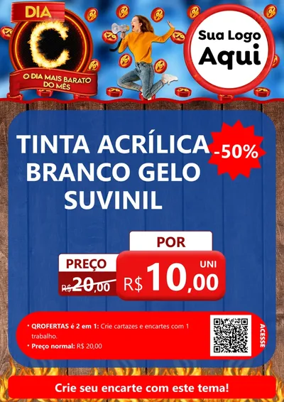 Modelo de Cartaz para Cartaz A4 Vertical com o tema Dia C - O Dia Mais Barato Do Mês para Tintas e Ferramentas