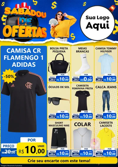Modelo de Encarte para Encarte A4 Vertical com o tema Sabadou de Ofertas para Roupas e acessórios
