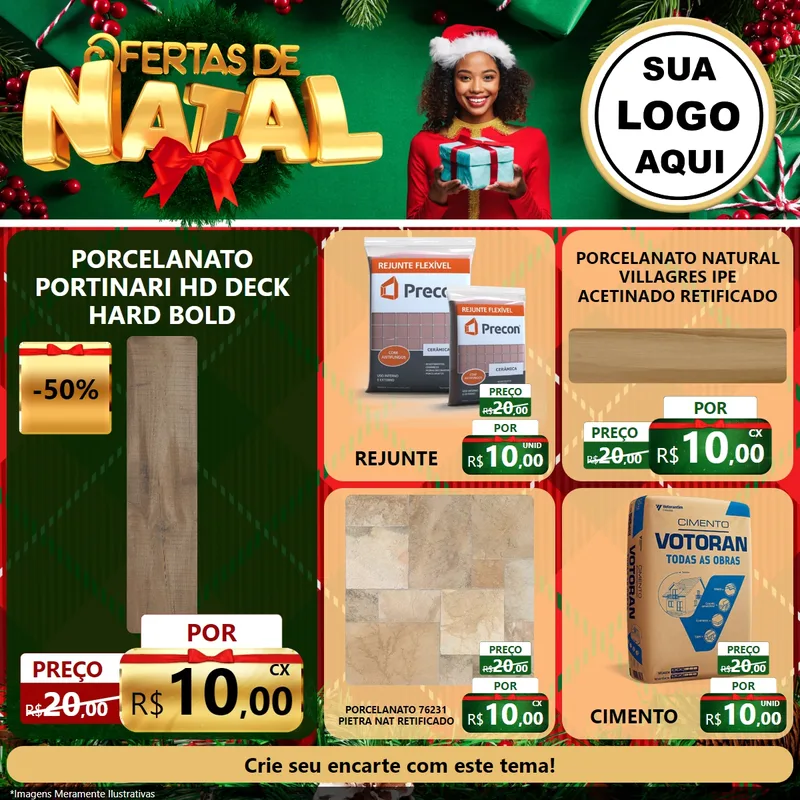 Modelo de Rede Social para Feed Facebook com o tema Ofertas de Natal para Pisos e revestimentos