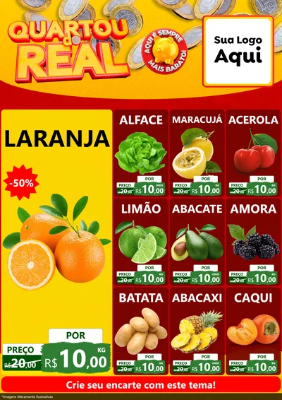 Modelo de Encarte para Encarte A4 Vertical com o tema Quartou do Real para Hortifrúti