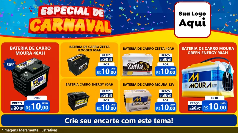 Modelo de TV para TV Horizontal com o tema Especial de Carnaval para Baterias Elétricas