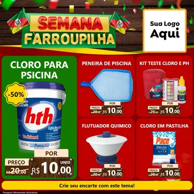 Modelo de Rede Social para Feed Facebook com o tema Semana Farroupilha para Produtos para Piscina
