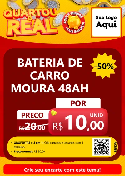 Modelo de Cartaz para Cartaz A4 Vertical com o tema Quartou do Real para Baterias Elétricas