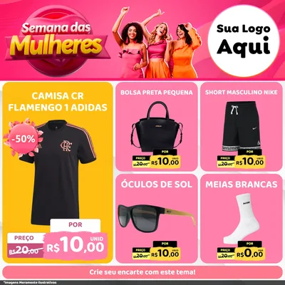 Modelo de Rede Social para Feed Facebook com o tema Semana das Mulheres para Roupas e acessórios