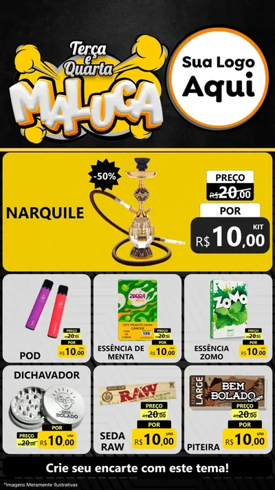 Modelo de Rede Social para Stories com o tema Terça e Quarta Maluca para Tabacaria