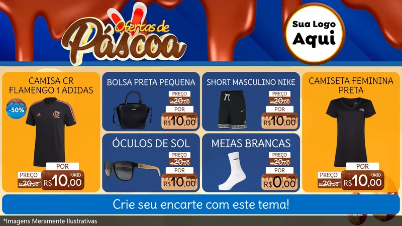 Modelo de TV para TV Horizontal com o tema Ofertas de Páscoa para Roupas e acessórios