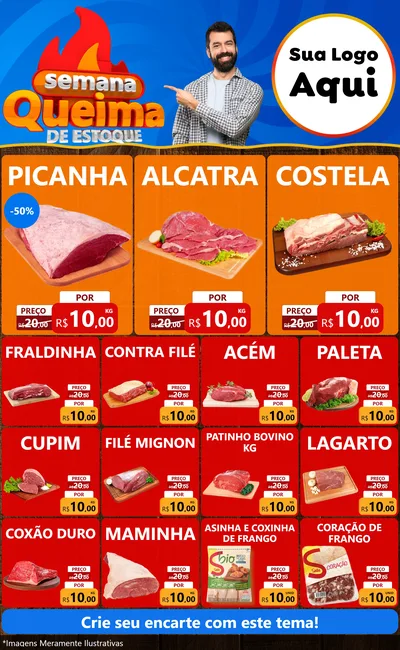 Modelo de Encarte para Encarte Grande com o tema Semana Queima de Estoque para Açougue