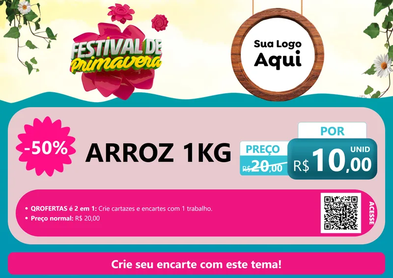 Modelo de Cartaz para Cartaz A4 Horizontal com o tema Festival de Primavera para Supermercado