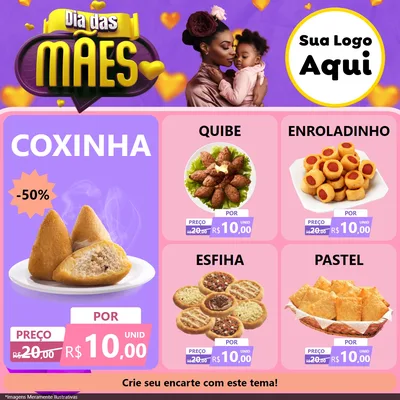 Modelo de Rede Social para Feed Facebook com o tema Dia das Mães para Salgadaria