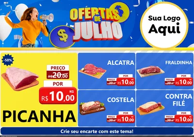 Modelo de Encarte para Encarte A4 Horizontal com o tema Ofertas de Julho para Açougue