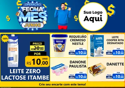 Modelo de Encarte para Encarte A4 Horizontal com o tema Operação Fecha Mês, Junho para Frios e Laticínios
