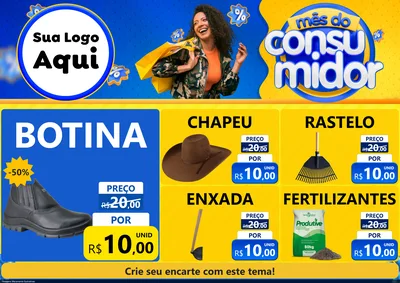 Modelo de Encarte para Encarte A4 Horizontal com o tema Mês do Consumidor para Agropecuária