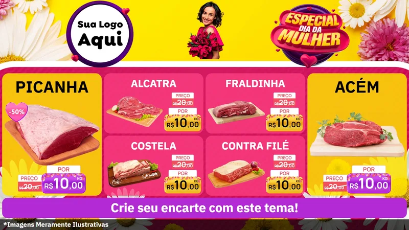 Modelo de TV para TV Horizontal com o tema Especial Dia da Mulher para Açougue