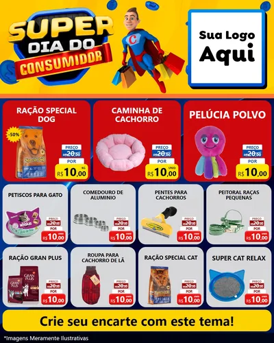 Modelo de Rede Social para Feed Instagram com o tema Super Dia do Consumidor para Pet Shop
