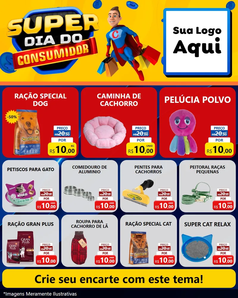 Modelo de Rede Social para Feed Instagram com o tema Super Dia do Consumidor para Pet Shop