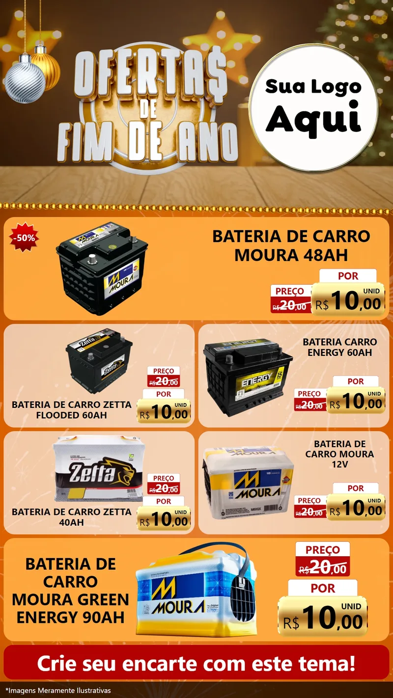 Modelo de TV para TV Vertical com o tema Ofertas de Fim de Ano para Baterias Elétricas