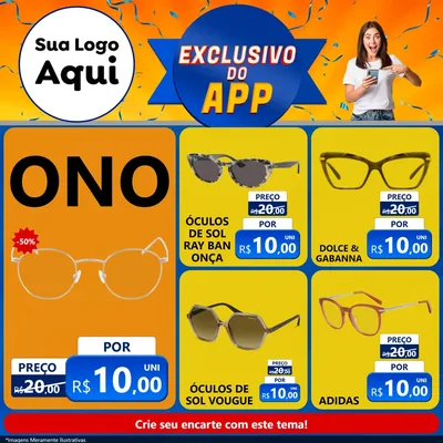 Modelo de Rede Social para Feed Facebook com o tema Exclusivo do Aplicativo para Óticas
