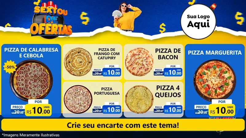 Modelo de TV para TV Horizontal com o tema Sextou de Ofertas para Pizzaria