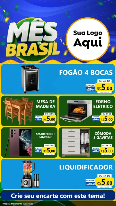 Modelo de TV para TV Vertical com o tema Mês do Brasil para Móveis e Eletro