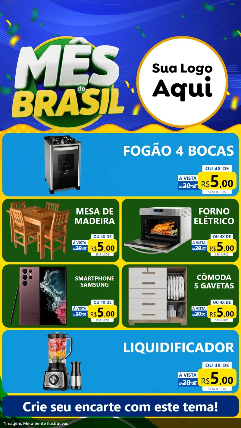 Modelo de TV para TV Vertical com o tema Mês do Brasil para Móveis e Eletro