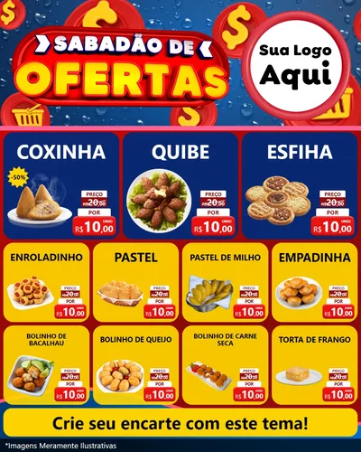 Modelo de Rede Social para Feed Instagram com o tema Sabadão de Ofertas para Salgadaria
