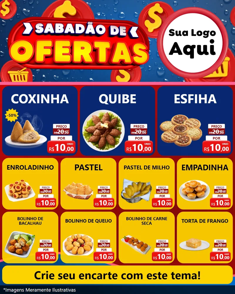 Modelo de Rede Social para Feed Instagram com o tema Sabadão de Ofertas para Salgadaria