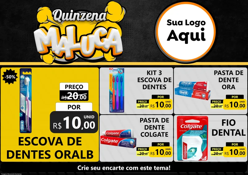 Modelo de Encarte para Encarte A4 Horizontal com o tema Quinzena Maluca para Higiene Pessoal