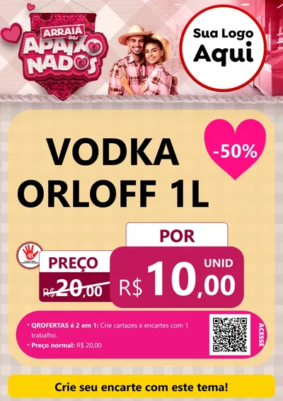 Modelo de Cartaz para Cartaz A4 Vertical com o tema Arraiá dos Apaixonados - Junina para Distribuidora de bebidas