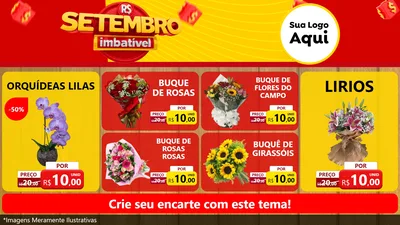 Modelo de TV para TV Horizontal com o tema Setembro Imbatível para Floricultura e jardim