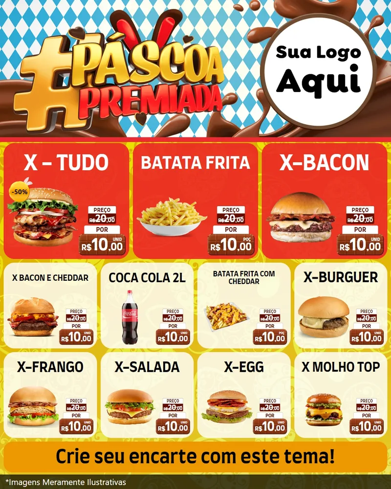 Modelo de Rede Social para Feed Instagram com o tema Páscoa Premiada para Hamburgueria