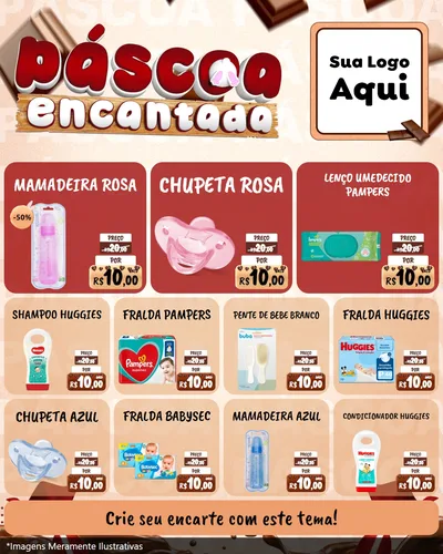 Modelo de Rede Social para Feed Instagram com o tema Páscoa Encantada para Bebês