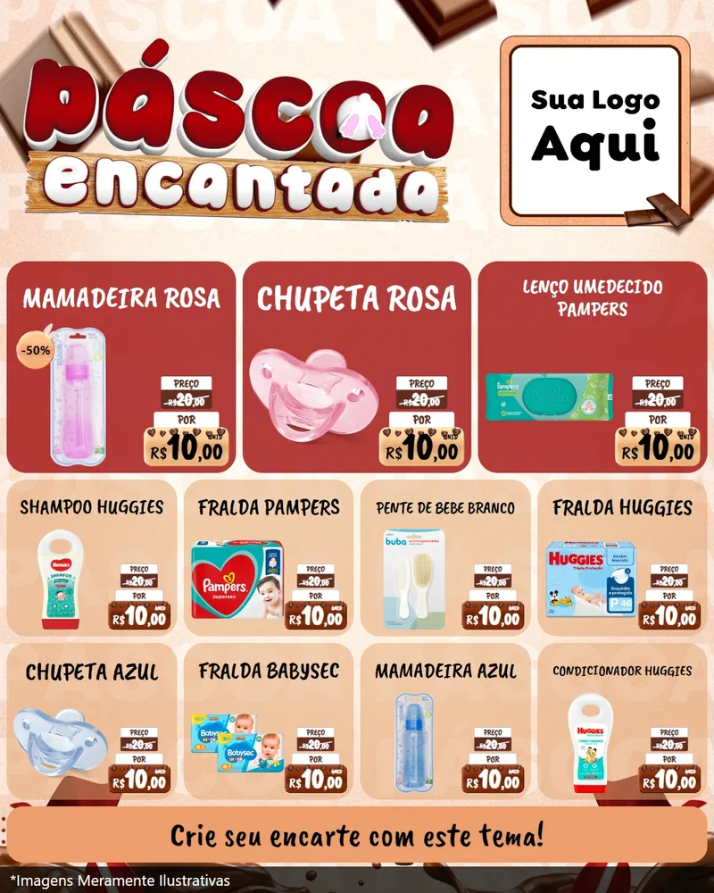 Modelo de Rede Social para Feed Instagram com o tema Páscoa Encantada para Bebês