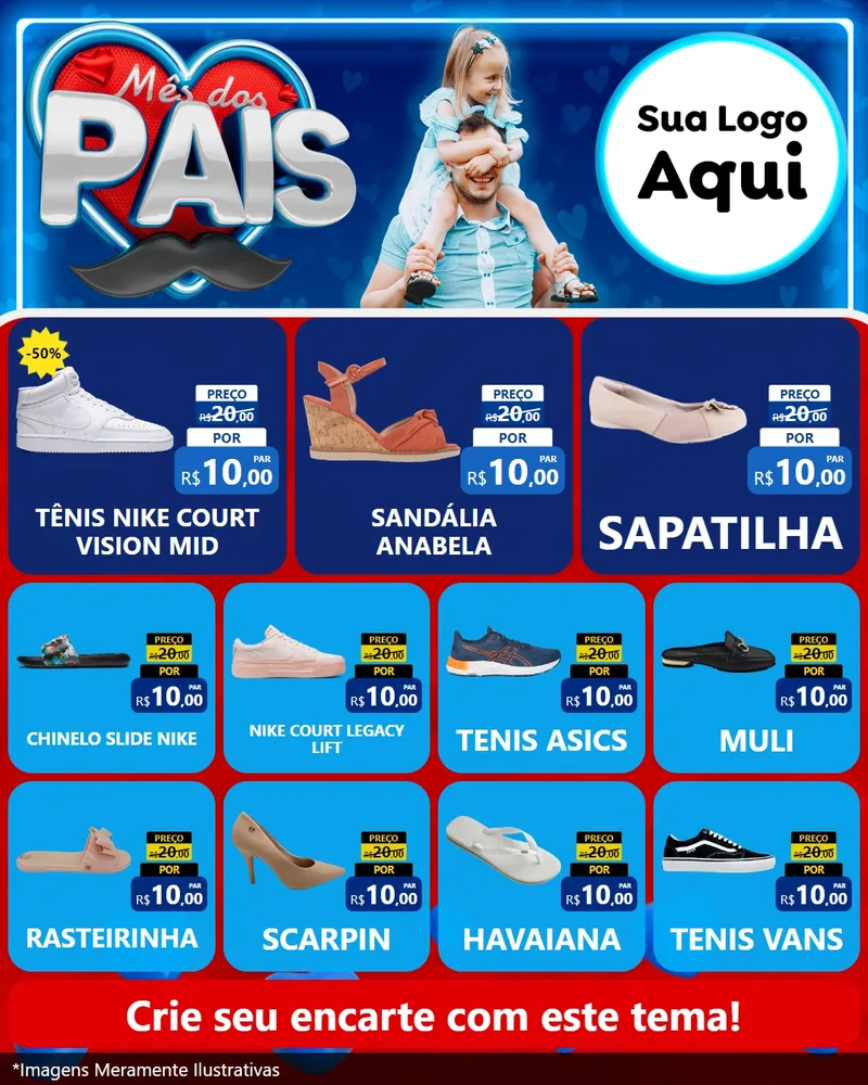 Modelo de Rede Social para Feed Instagram com o tema Mês Dos Pais para Calçados