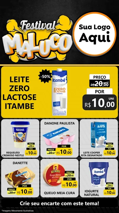 Modelo de Rede Social para Stories com o tema Festival Maluco para Frios e Laticínios