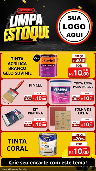 Modelo de TV para TV Vertical com o tema Operação Limpa Estoque para Tintas e Ferramentas
