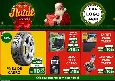 Modelo de Encarte para Encarte A4 Horizontal com o tema Natal Especial para Auto peças