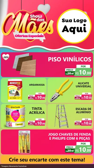 Modelo de TV para TV Vertical com o tema Show das Mães - Ofertas Especiais para Material para Construção