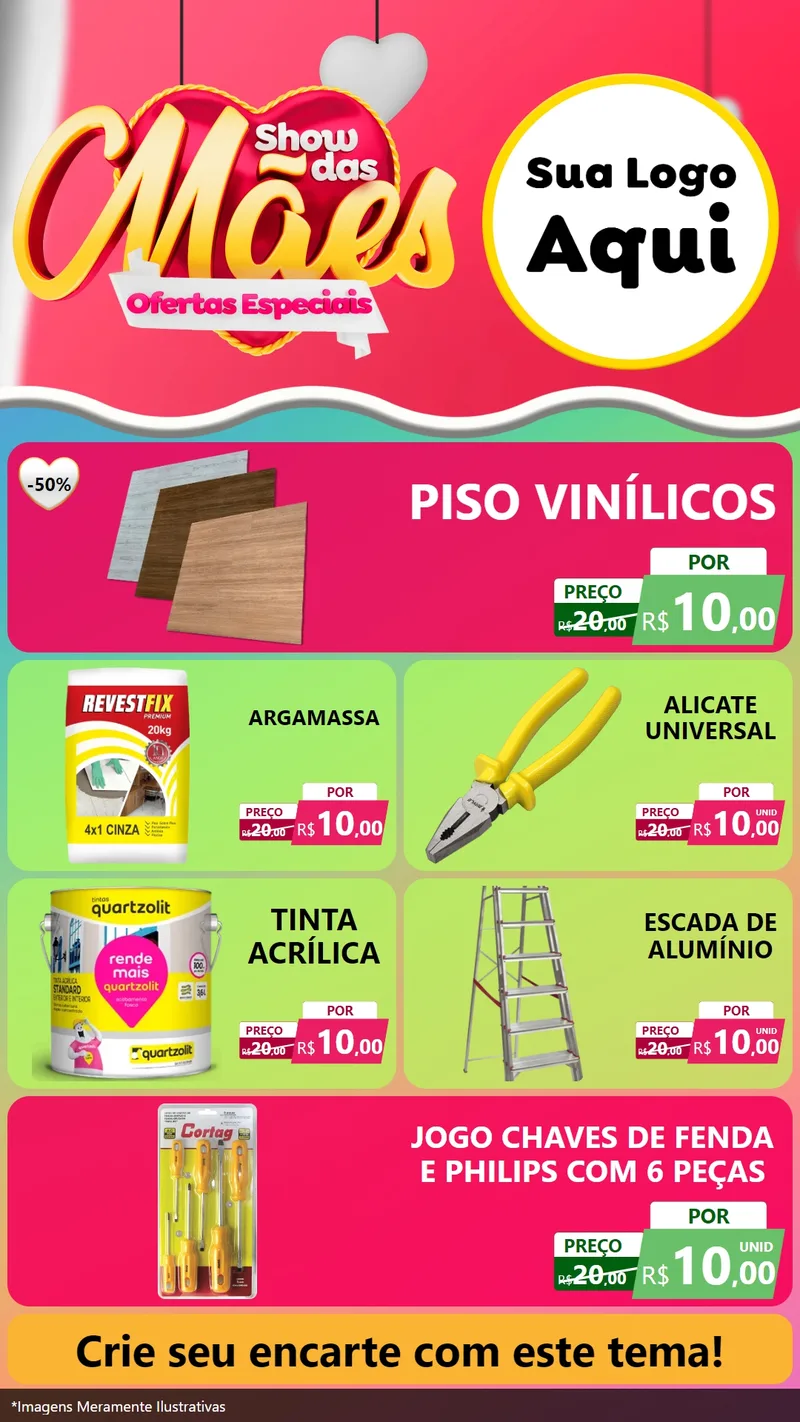 Modelo de TV para TV Vertical com o tema Show das Mães - Ofertas Especiais para Material para Construção