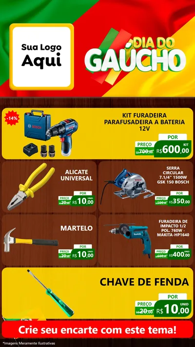 Modelo de TV para TV Vertical com o tema Dia do Gaúcho para Maquinas e Ferramentas