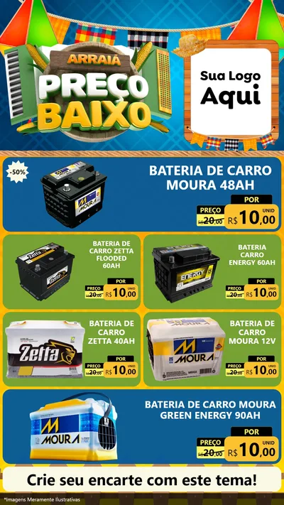 Modelo de TV para TV Vertical com o tema Arraiá de Preço Baixo - Junina para Baterias Elétricas