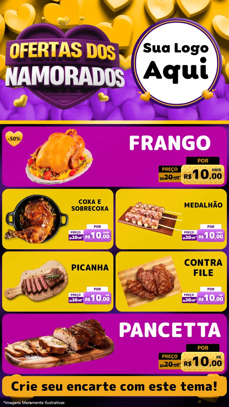 Modelo de TV para TV Vertical com o tema Oferta Dos Namorados para Assados