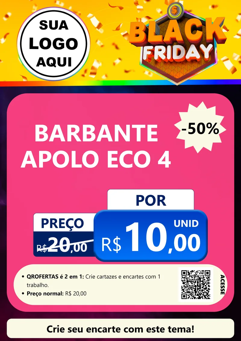 Modelo de Cartaz para Cartaz A4 Vertical com o tema Black Friday para Armarinho e Aviamentos